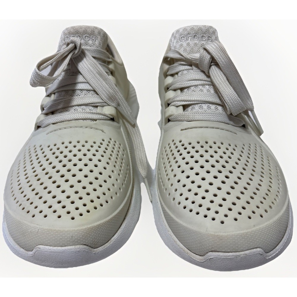 Crocs LiteRide Pacer sneakers Men's 9 Almost White Comfort LaceUp Preppy